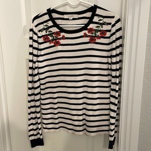 Loft sweater. Flower embroidery. Never worn. M.